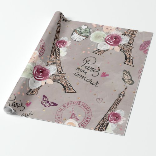 Paris Romance Luxury Design Wrapping Paper