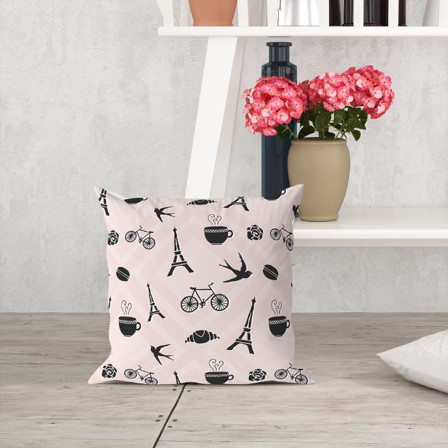 Paris Romance Patterned Throw Pillow (Creator Uploaded)