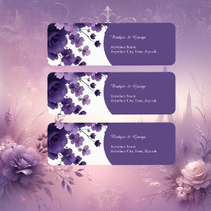 Paris Romance: Purple Floral Eiffel Tower Wedding Label