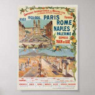 Paris Rome Naples Vintage Poster 1905