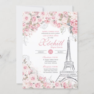 Paris Rose Garden Blossom Pink Quinceanera Invitation
