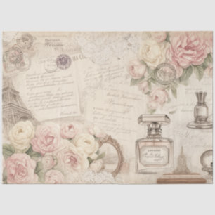 Paris Rose Letters Vintage Decoupage Tissue Paper