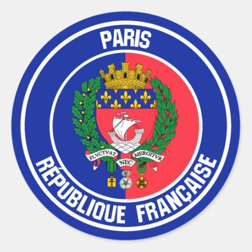 Paris Round Emblem Classic Round Sticker