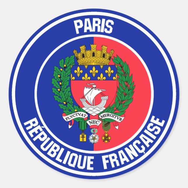 Paris Round Emblem Classic Round Sticker (Front)
