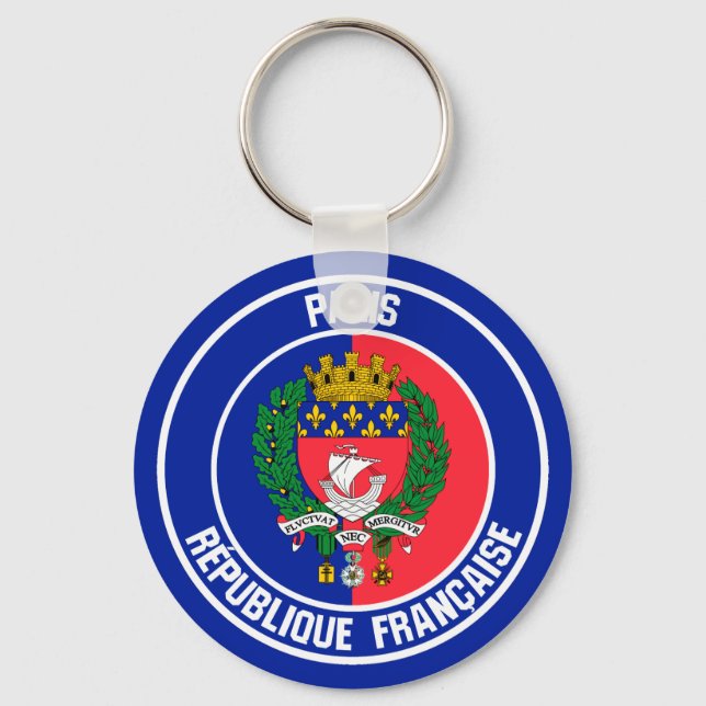 Paris Round Emblem Keychain (Front)