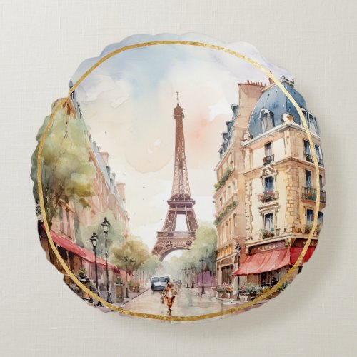 Paris Round Pillow Fleur de lis