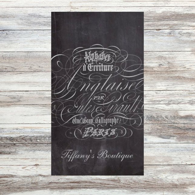 Paris rustic country chalkboard French Scripts Business Card (Paris rustic country chalkboard French Scripts Business Card)