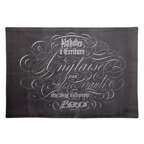 Paris rustic country chalkboard French Scripts Cloth Placemat