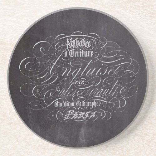 Paris rustic country chalkboard French Scripts Coaster