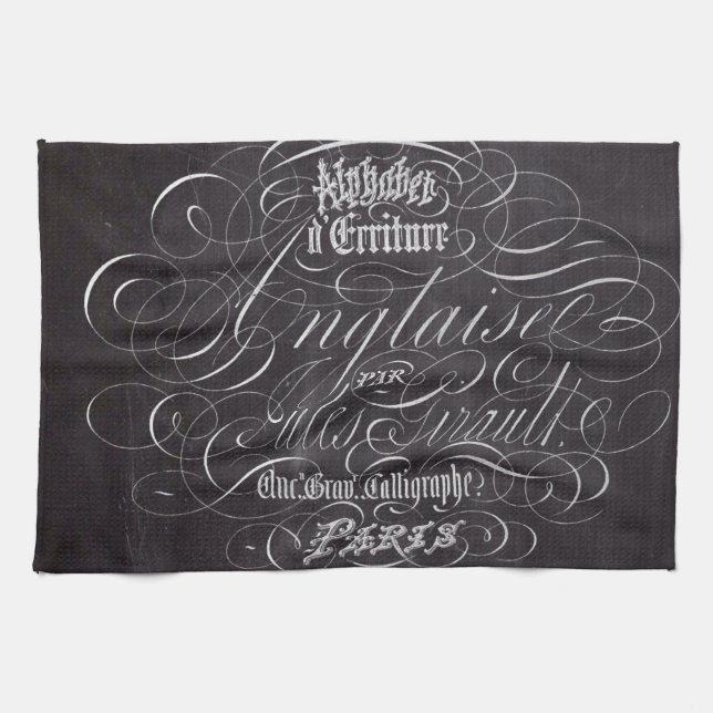Paris rustic country chalkboard French Scripts Kitchen Towel (Horizontal)