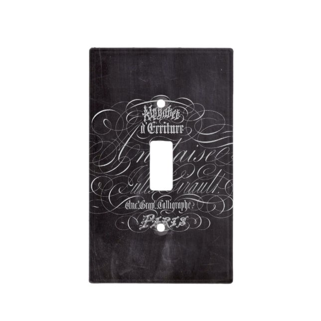 Paris rustic country chalkboard French Scripts Light Switch Cover (Front)