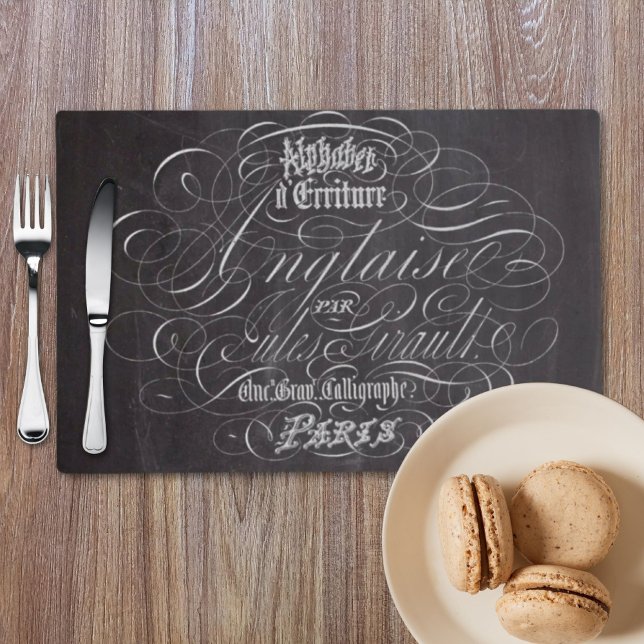 Paris rustic country chalkboard French Scripts Placemat (Paris rustic country chalkboard French Scripts Placemat)