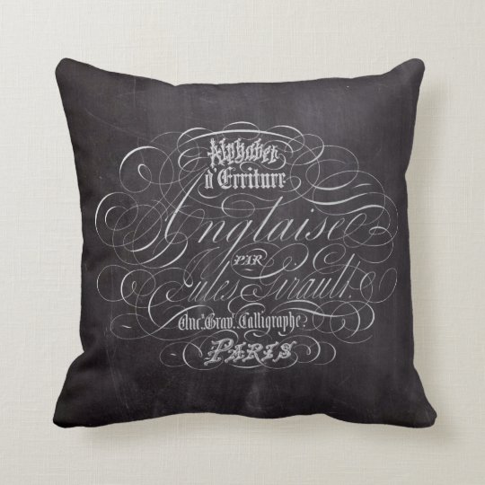 Paris Rustic Country Chalkboard French Scripts Throw Pillow
