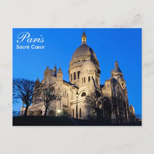 Paris _ Sacr CÅur at night postcard