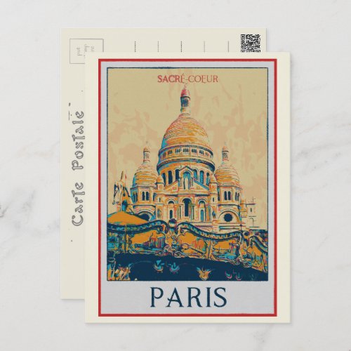 Paris Sacr Coeur illustration France Postcard
