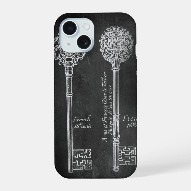 paris scripts chic vintage keys chalkboard iphone case (Back)