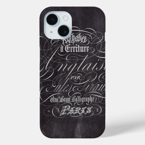 paris scripts chic vintage typography chalkboard iPhone 15 case