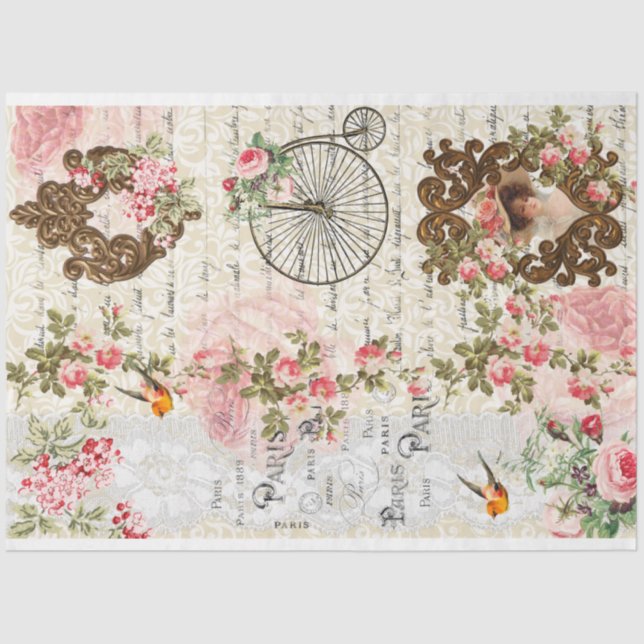 Paris Shabby Chic French Ephemera Victorian Women Tissue Paper (Front)