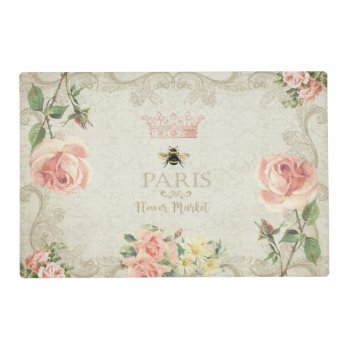Paris Shabby Peach Pink Roses Placemat by HydrangeaBlue at Zazzle