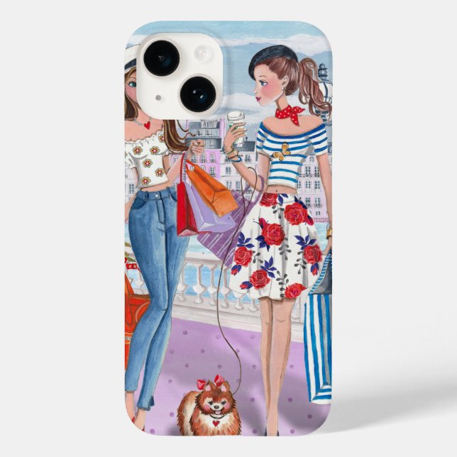 Paris Shopping Fashion Girls Chic Illustrated Case-Mate iPhone Case (Back)