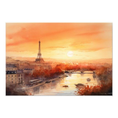 Paris skyline at sunset photo print