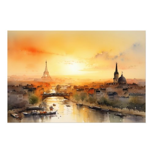 Paris skyline at sunset photo print