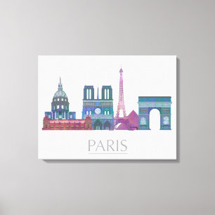 Paris Skyline Colored Buildings Canvas Print