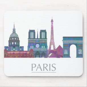 Paris Skyline Colored Buildings Mouse Pad