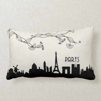 paris skyline deco lumbar pillow