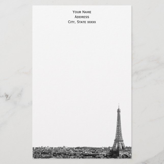 Paris Skyline Etched 01 Stationery (Front)