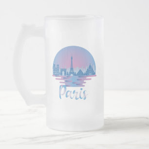 Paris Skyline - France Travel Frosted Glass Beer Mug