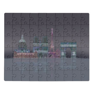 Paris Skyline Night Reflections Jigsaw Puzzle