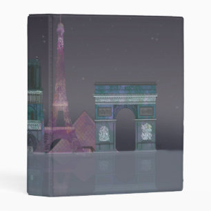 Paris Skyline Night Reflections Mini Binder