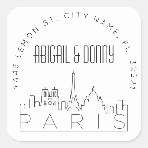 Paris Skyline  Pre_Addressed Envelope Seal