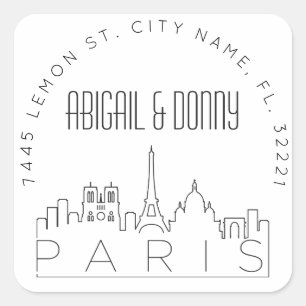 Paris Skyline Pre-Addressed Envelope Seal