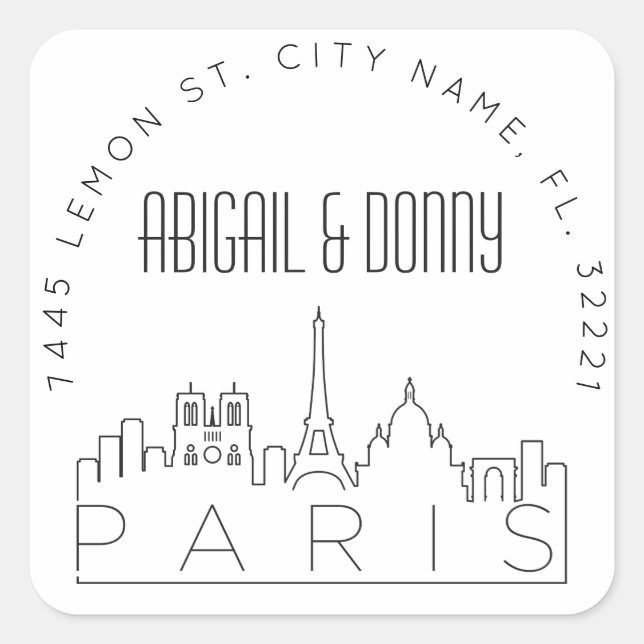 Paris Skyline | Pre-Addressed Envelope Seal (Front)