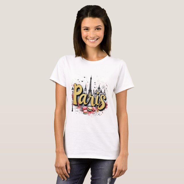 Paris Skyline T-Shirt - Chic and Stylish Design (Front Full)