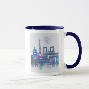 Paris Skyline - Watercolor Blue Mug
