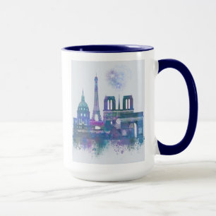 Paris Skyline - Watercolor Blue Mug