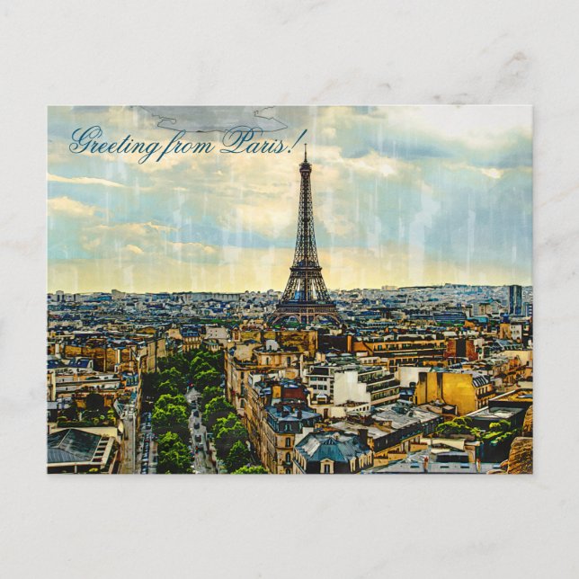 Paris skyline with the Eiffel Tower Edit Postcard (Front)