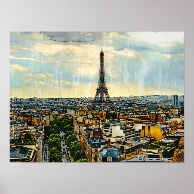 Paris skyline with the Eiffel Tower Poster (Front)