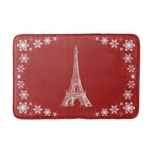 Paris Snow Red White Bathmat