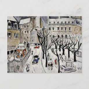Paris Snow Scene, fine art painting Postcard