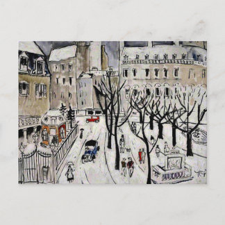 Paris Snow Scene, fine art painting Postcard