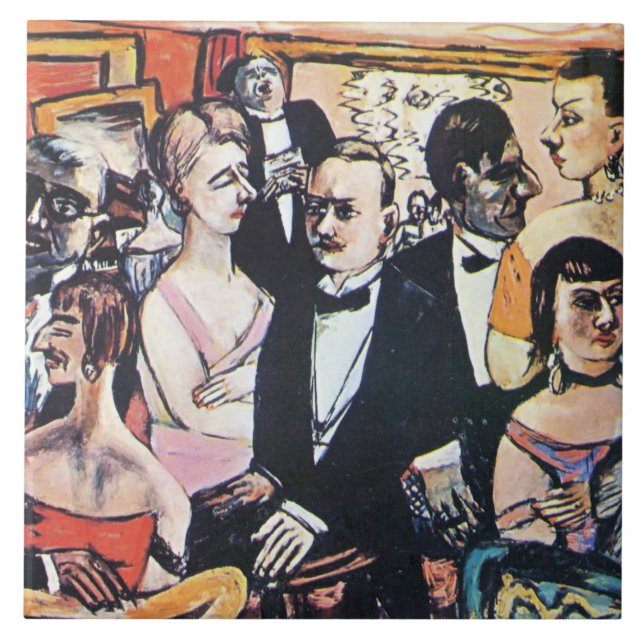 Paris Society, fine art by Max Beckmann Ceramic Tile (Front)