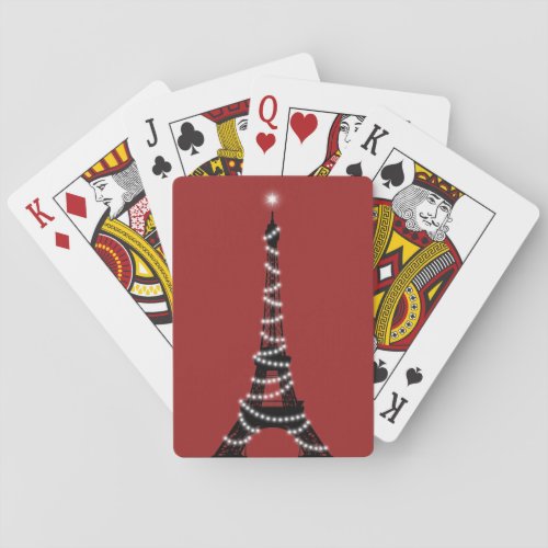 Paris Sparkles Poker Cards red