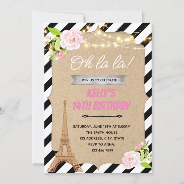 Paris spring party invitation (Front)