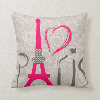Paris Square Cotton Throw Pillow Case 16x16