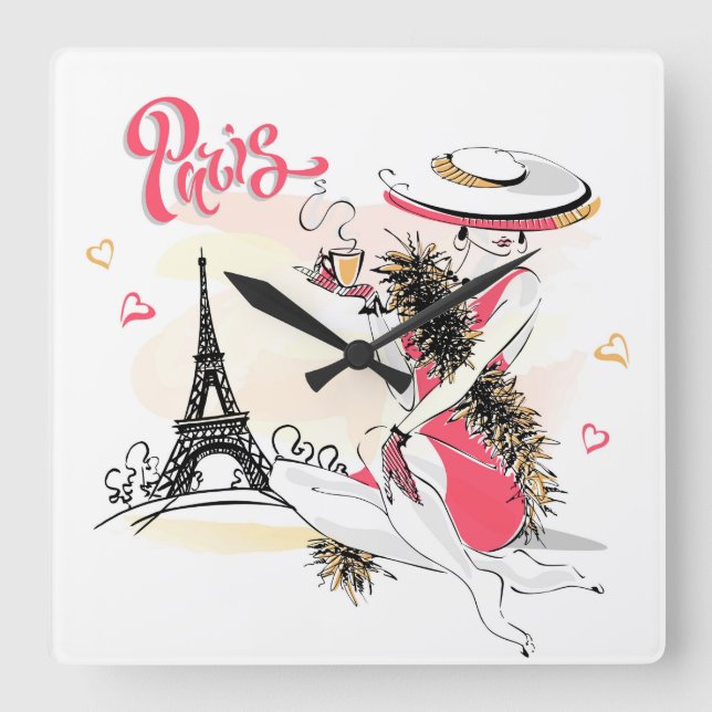 Paris Square Wall Clock (Front)