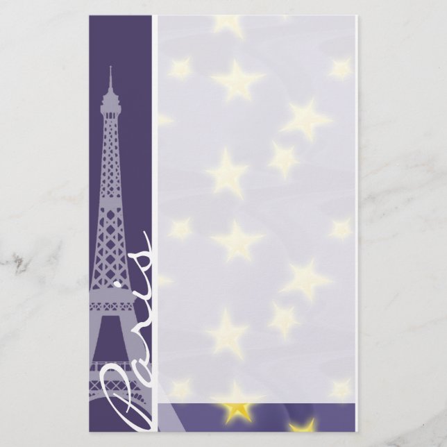 Paris Starry Night; Eiffel Tower Stationery (Front)